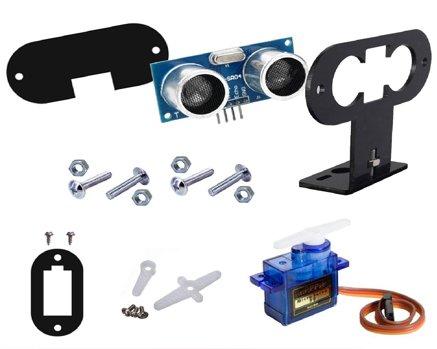 HC-SR04 Ultrasonic Sensor + Servo SG90 with Holder and Instruction Manual